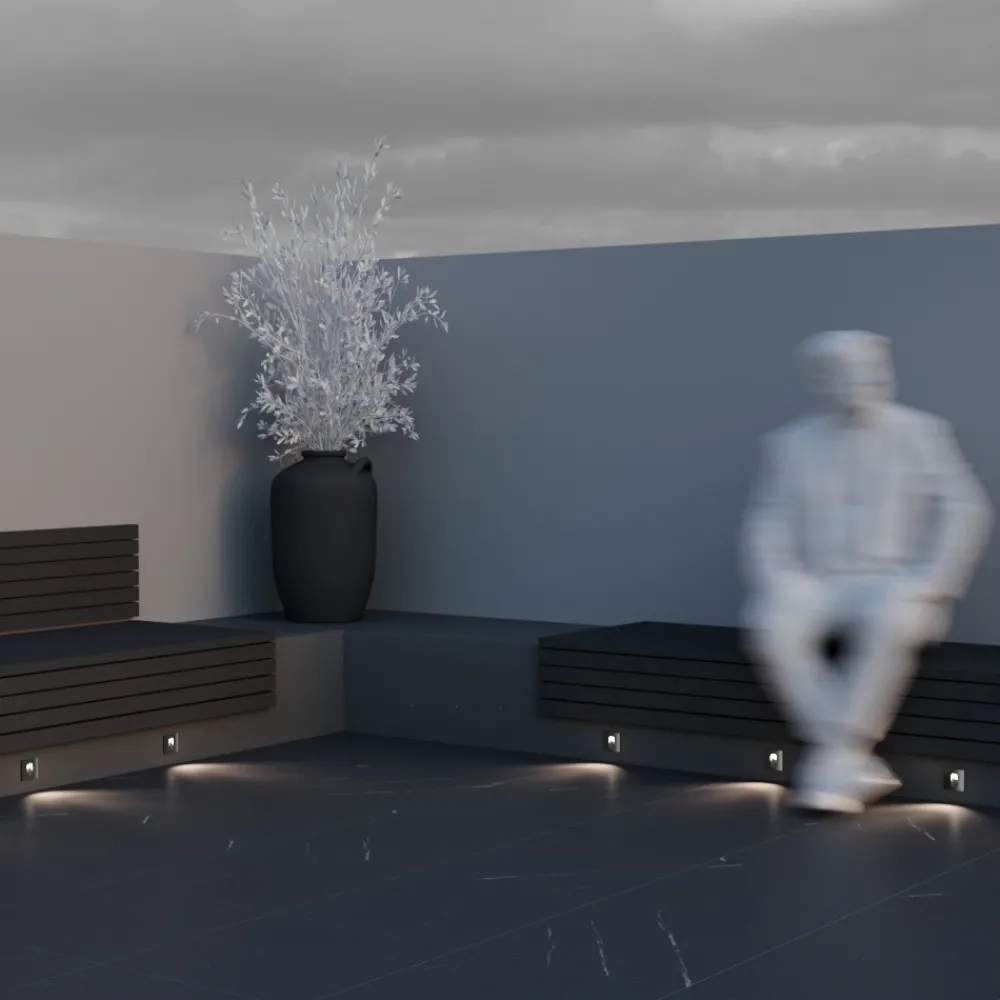 Segnapasso Led-Maytoni via urbana segnapasso per esterno quadrato da incasso led 4000k ip54