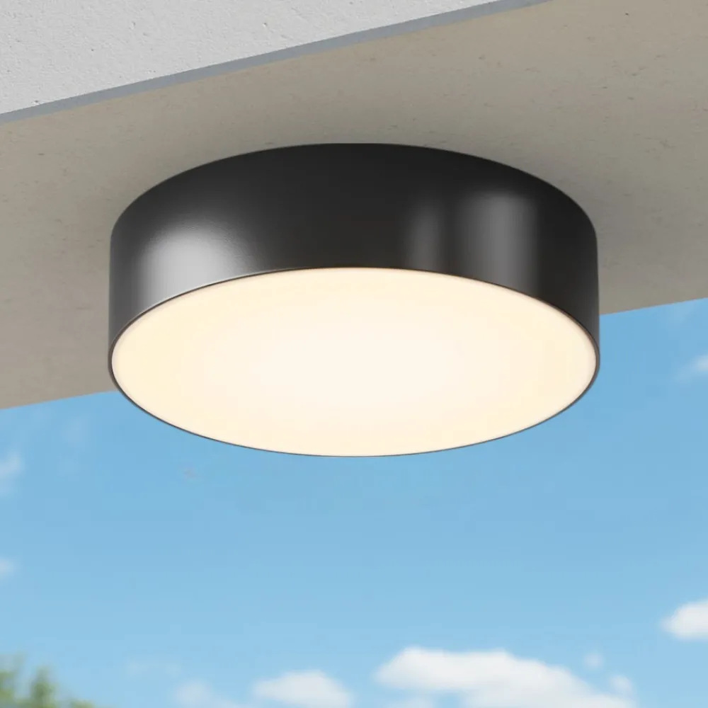 Plafoniere Da Esterno-Maytoni zon ip plafoniera da esterno led 3000k ip65 rotonda nera