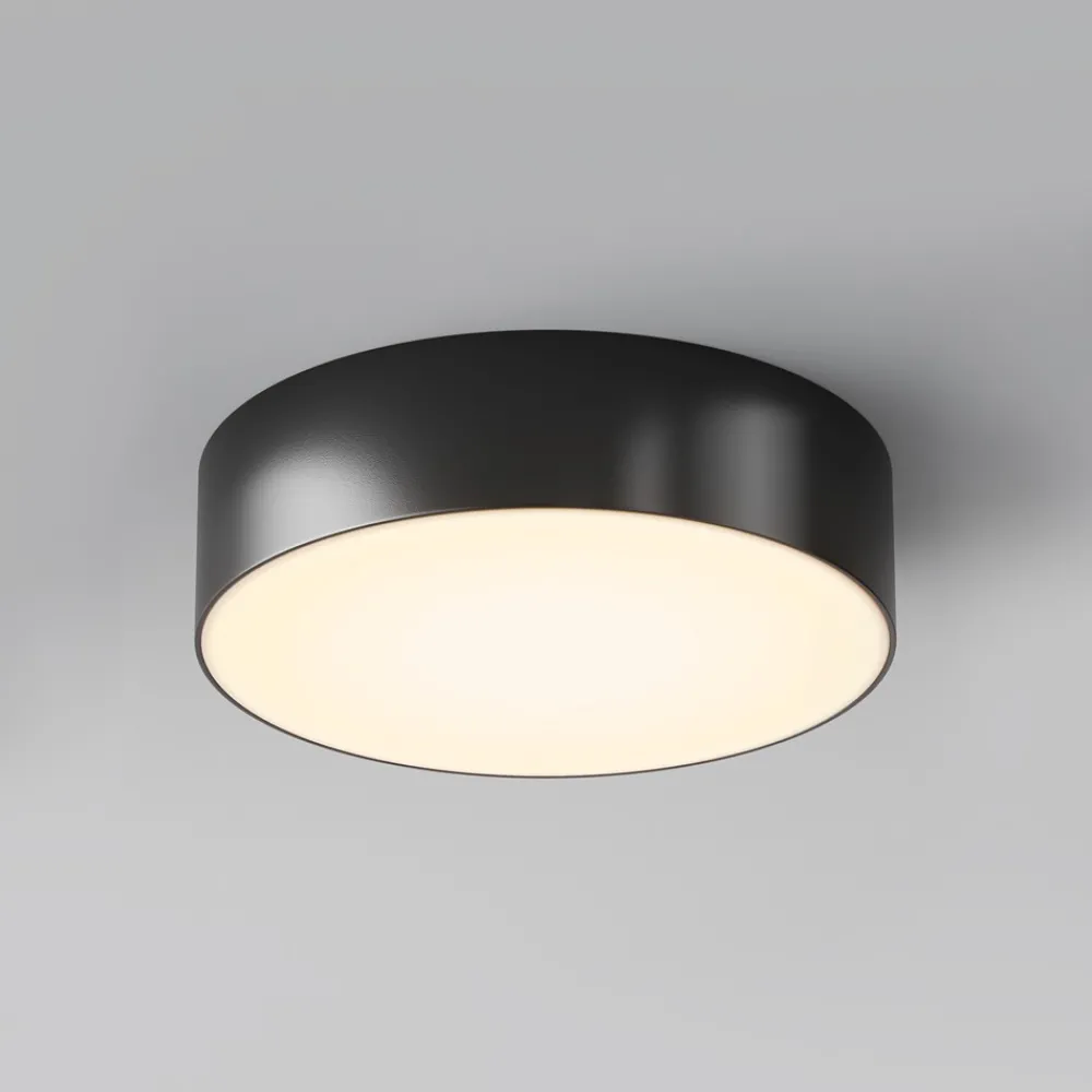 Plafoniere Da Esterno-Maytoni zon ip plafoniera da esterno led 3000k ip65 rotonda nera
