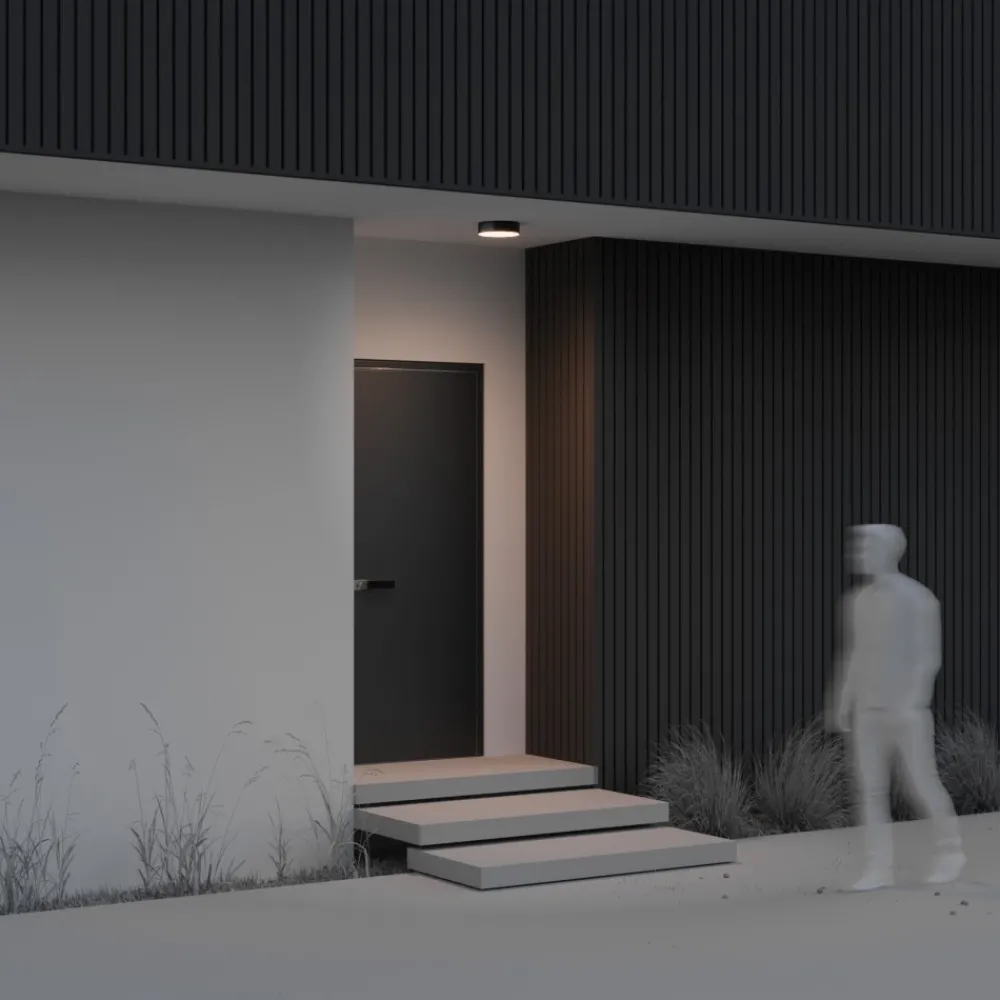 Plafoniere Da Esterno-Maytoni zon ip plafoniera da esterno led 3000k ip65 rotonda nera