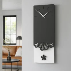 Orologi Da Parete Moderni-Selezionato da Mazzolaluce Merletto orologio a pendolo moderno da muro legno colore nero