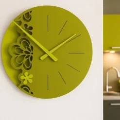 Orologi Da Parete Moderni-Selezionato da Mazzolaluce Merletto orologio da parete moderno legno verde oliva