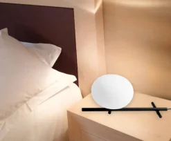 Abat Jour-Miloox Mikado abat-jour lampada da comodino nera vetro bianco per camera da letto