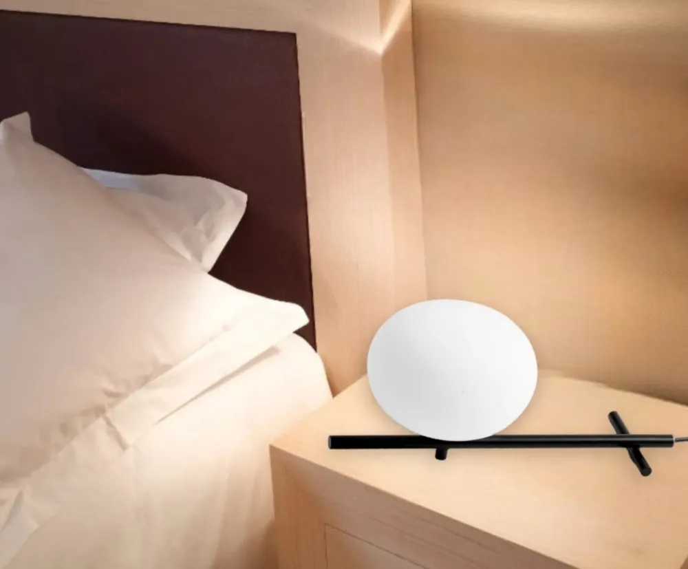 Abat Jour-Miloox Mikado abat-jour lampada da comodino nera vetro bianco per camera da letto
