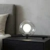 Abat Jour-Miloox Mikado abat-jour lampada da comodino nera sfera vetro dimmerabile
