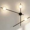 Applique Da Parete-Miloox Mikado applique moderno nero sfere vetro trasparente