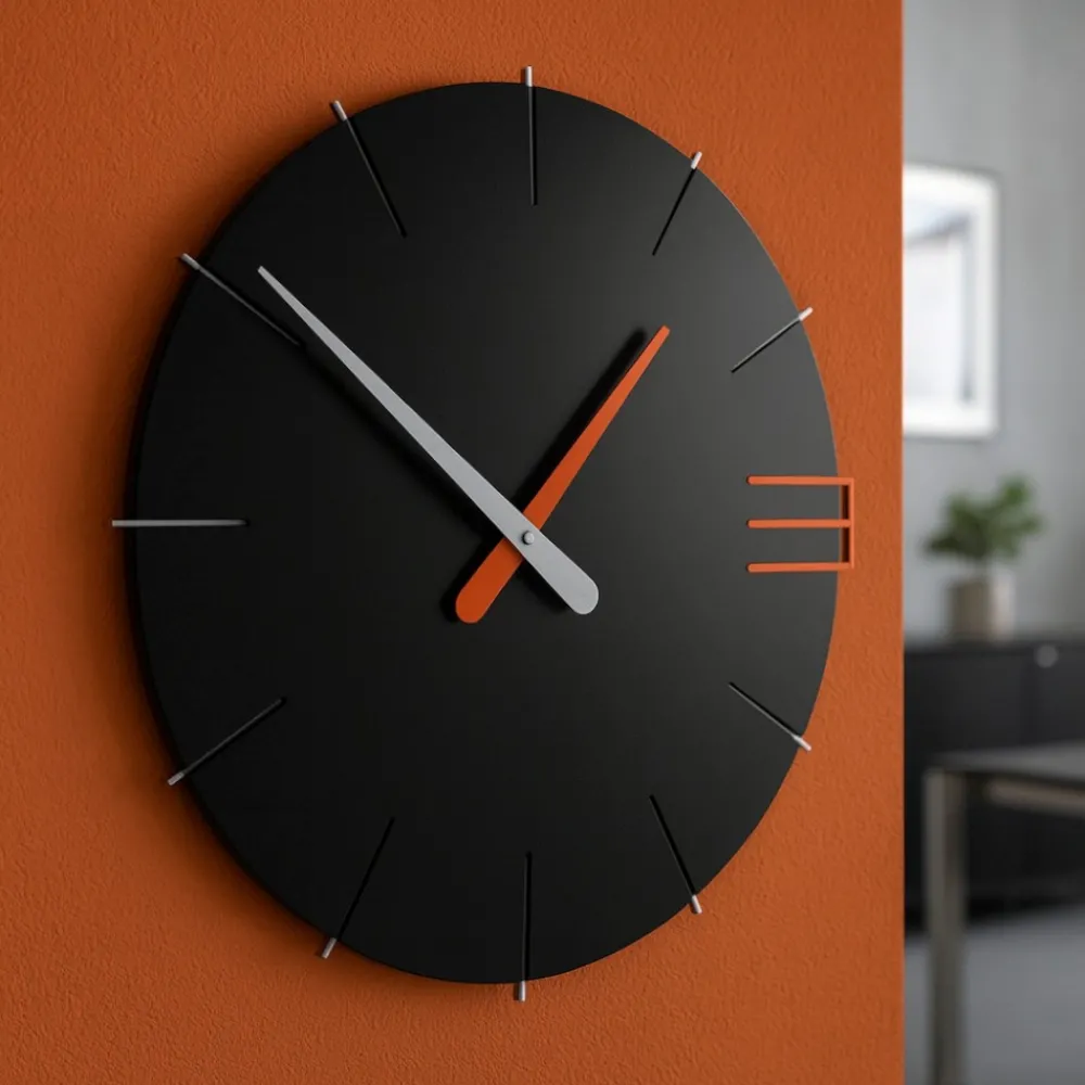 Orologi Da Parete Moderni-Selezionato da Mazzolaluce Mike orologio moderno da muro legno nero arancione