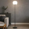 Lampade Da Terra-Miloox bomb lampada da terra nera sfera vetro bianco o