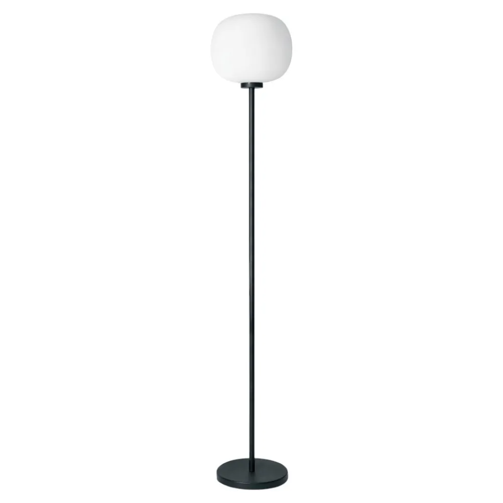 Lampade Da Terra-Miloox bomb lampada da terra nera sfera vetro bianco o