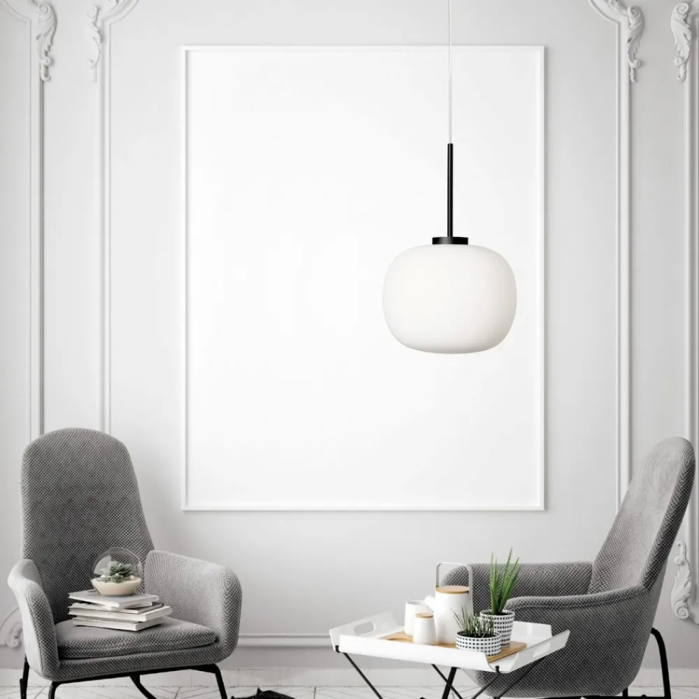 Lampade A Sospensione-Miloox bombo lampada a sospensione moderna nera sfera vetro bianco