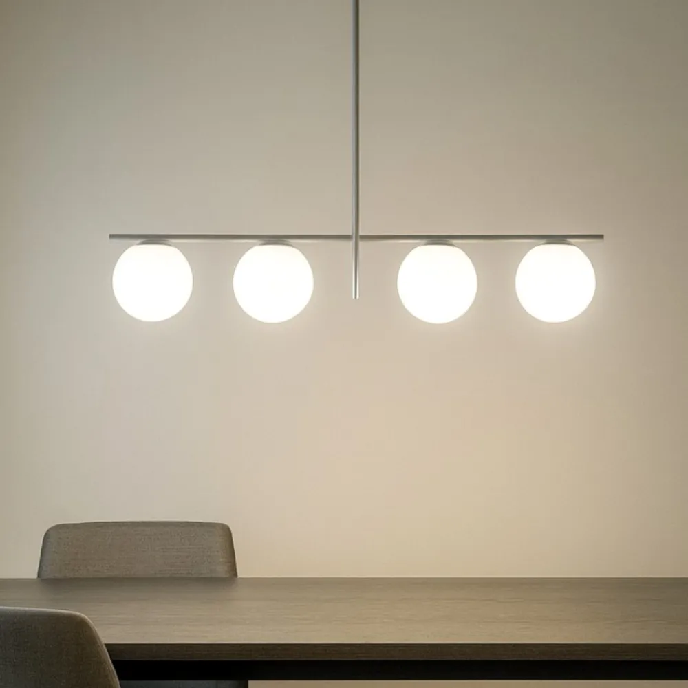 Lampadari Moderni-Miloox jugen grande lampadario moderno quattro bocce vetro metallo ottanio