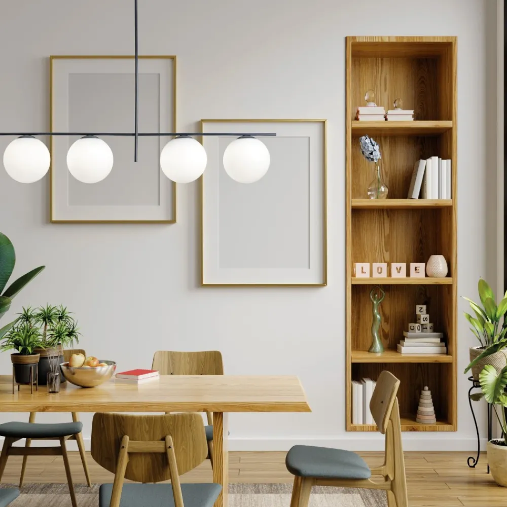 Lampadari Moderni-Miloox jugen grande lampadario moderno quattro bocce vetro metallo ottanio