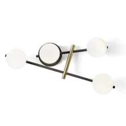 Applique Da Parete-Miloox kika applique moderna nero oro sfere vetro bianco