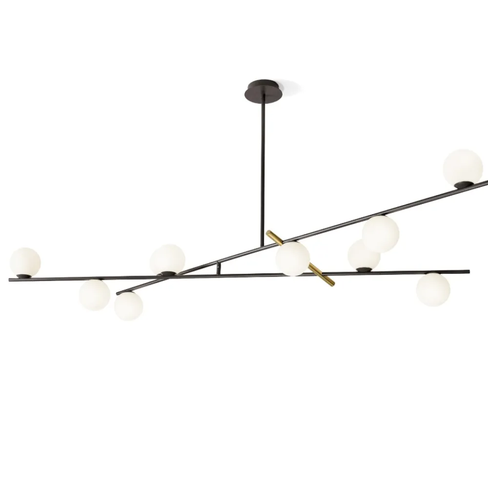 Lampadari Moderni-Miloox kika lampadario moderno design nero oro sfere bianche