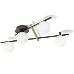Plafoniere Moderne-Miloox kika plafoniera moderna da cucina sfere bianche design nero oro