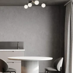 Plafoniere Moderne-Miloox kika plafoniera moderna da cucina sfere bianche design nero oro