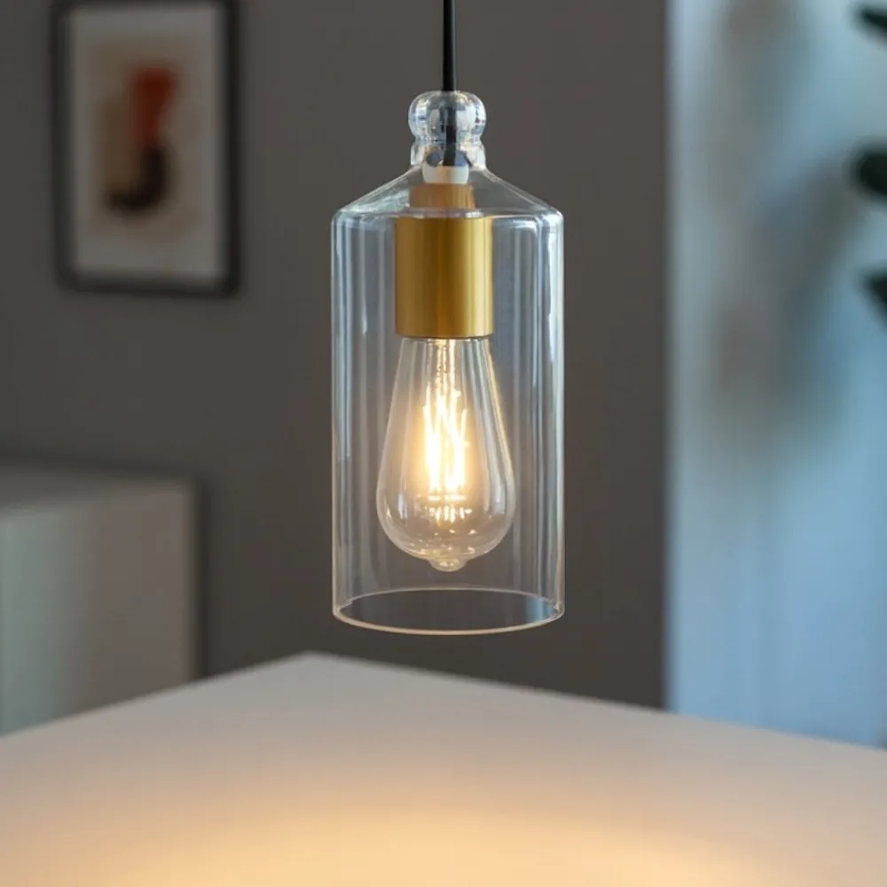 Lampade A Sospensione-Miloox lampada ebe a sospensione oro moderna vetro trasparente