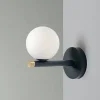 Applique Da Parete-Miloox pomi applique moderna nero sfera vetro bianco