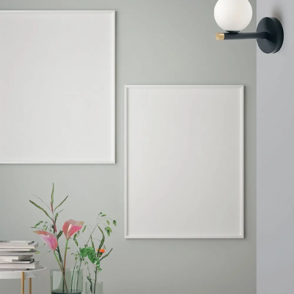 Applique Da Parete-Miloox pomi applique moderna nero sfera vetro bianco