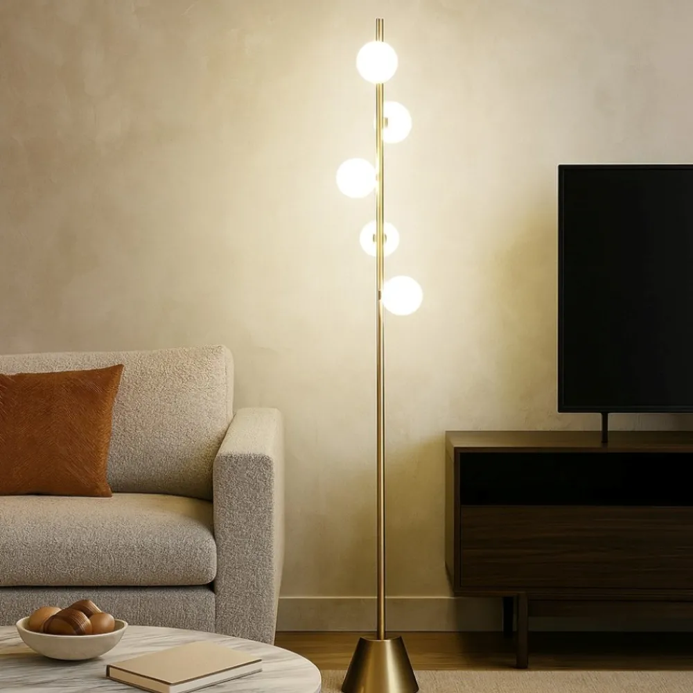 Lampade Da Terra-Miloox pomi sforzin lampada da terra moderna oro