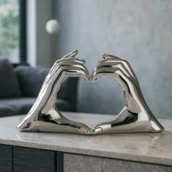 Soprammobili Moderni-Bongelli Preziosi Mini scultura bomboniera mani cuore h10 colore argento