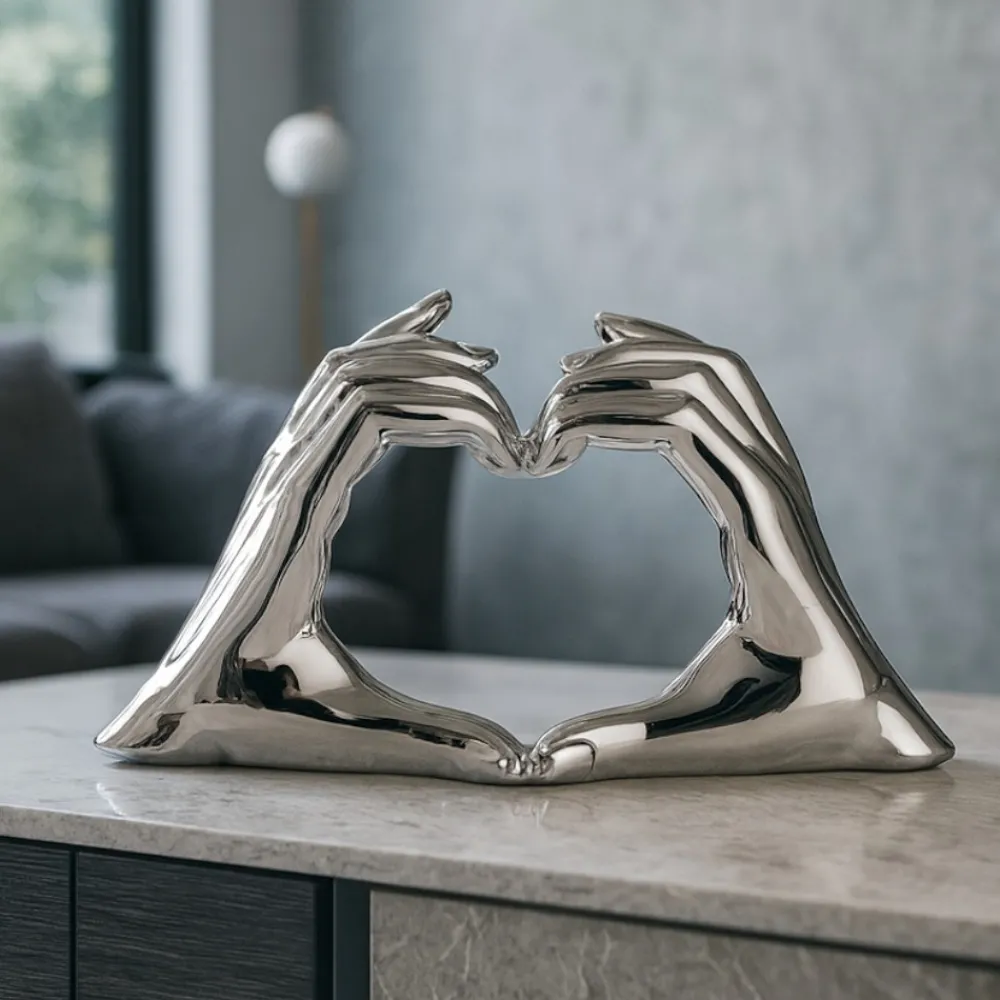 Soprammobili Moderni-Bongelli Preziosi Mini scultura bomboniera mani cuore h10 colore argento