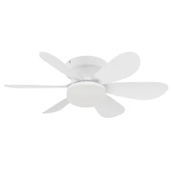 Ventilatori Da Soffitto-Eglo Mini ventilatore da soffitto bianco clovelly con led 3000k ambienti fino a 13mq