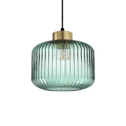 Lampade A Sospensione-Ideal Lux Mint-2 sp1 lampada a sospensione in vetro rigato verde