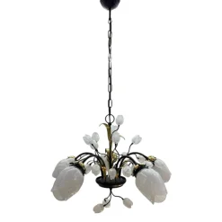 Lampadari Moderni-Selezionato da Mazzolaluce Mm lampadario tulipani ferro battuto con vetri fp per soggiorno