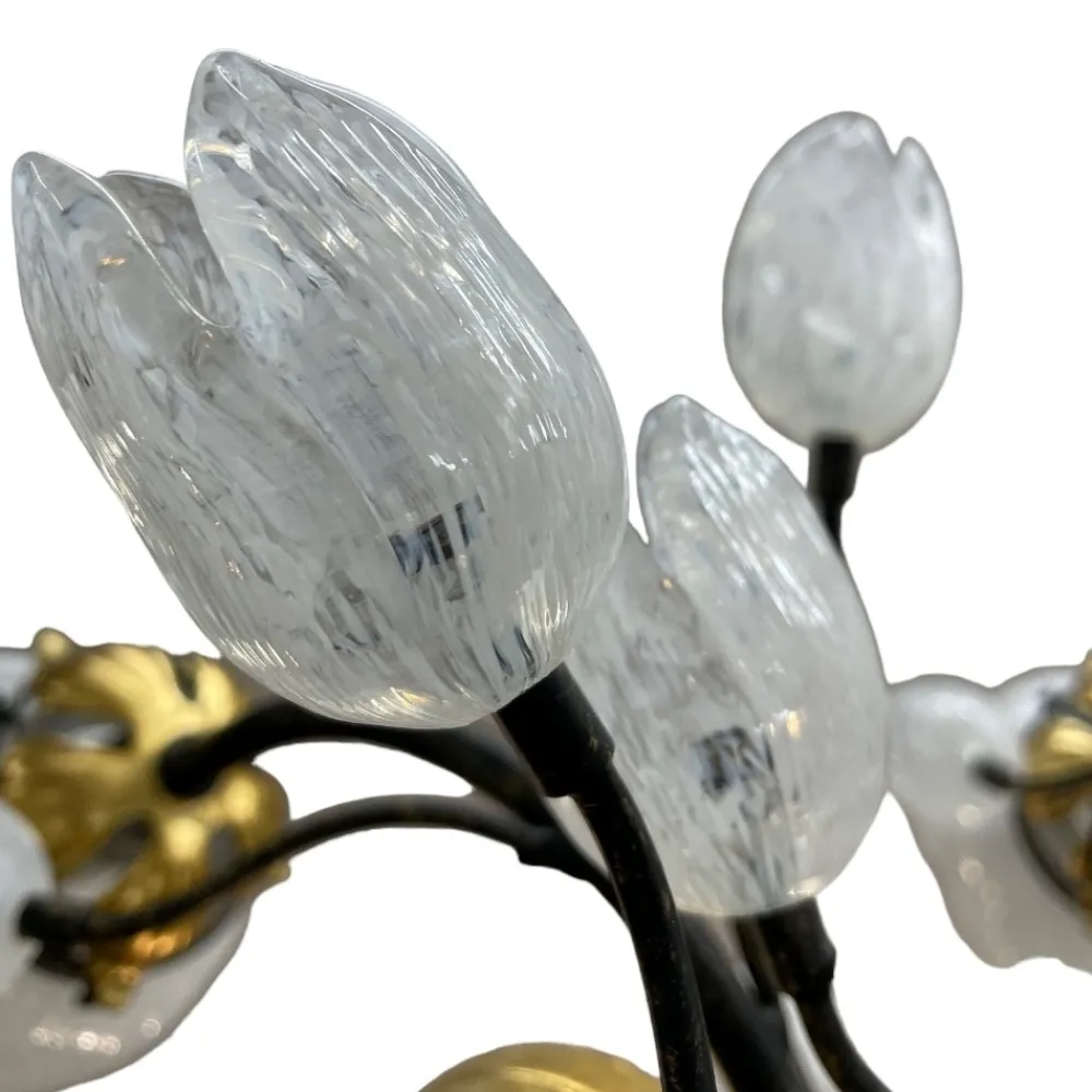 Lampadari Moderni-Selezionato da Mazzolaluce Mm lampadario tulipani ferro battuto con vetri fp per soggiorno