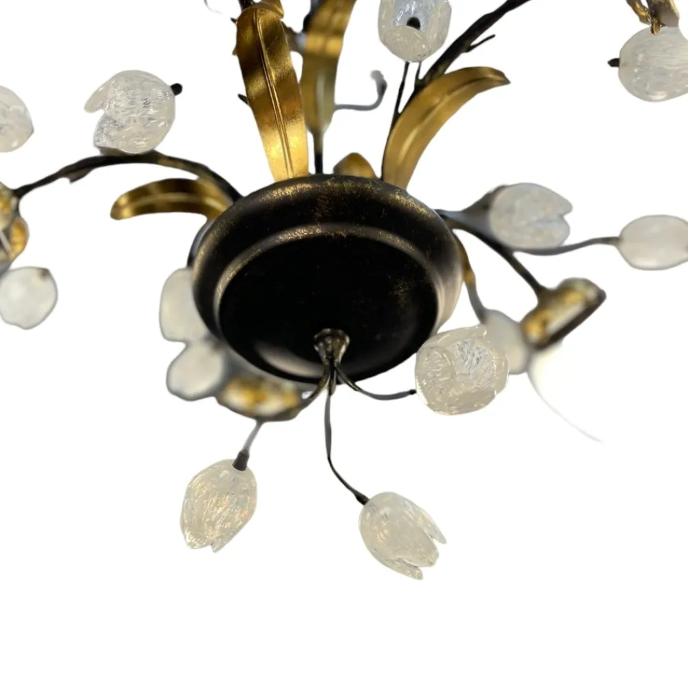 Lampadari Moderni-Selezionato da Mazzolaluce Mm lampadario tulipani ferro battuto con vetri fp per soggiorno