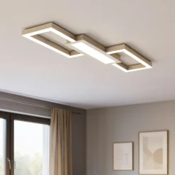 Plafoniere Moderne-Eglo Monirote plafoniera led 37w 3000k a 6500k nickel moderna dimmerabile