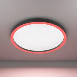 Plafoniere Moderne-Eglo Montemorelos z plafoniera smart nera effetto cristallo led rgb 2700k a 6500k