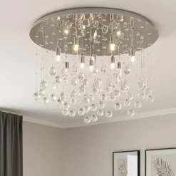 Plafoniere Moderne-Ideal Lux Moonlight pl15 cromo plafoniera per salotto sfere di vetro cristallo