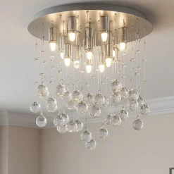 Plafoniere Moderne-Ideal Lux Moonlight pl8 plafoniera rotonda sfere vetro cristallo