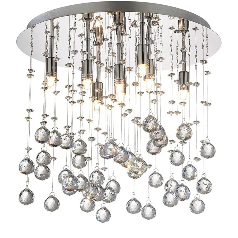 Plafoniere Moderne-Ideal Lux Moonlight pl8 plafoniera rotonda sfere vetro cristallo