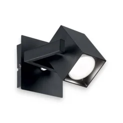 Applique Camera Da Letto-Ideal Lux Mouse ap1 applique da comodino orientabile nero squadrato