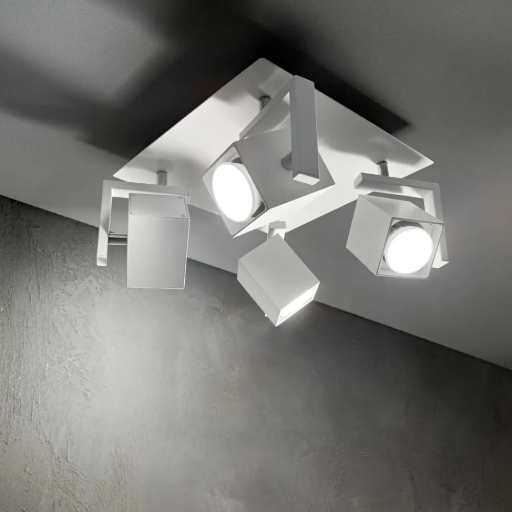Plafoniere Moderne-Ideal Lux Mouse pl4 lampada da soffitto 4 faretti led orientabili gu10 bianco