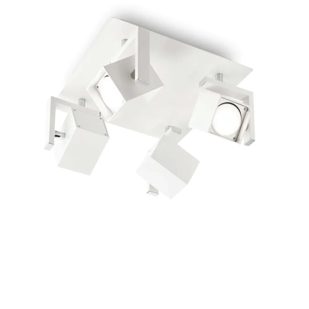 Plafoniere Moderne-Ideal Lux Mouse pl4 lampada da soffitto 4 faretti led orientabili gu10 bianco