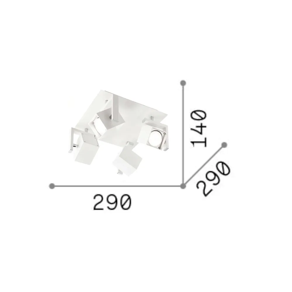 Plafoniere Moderne-Ideal Lux Mouse pl4 lampada da soffitto 4 faretti led orientabili gu10 bianco