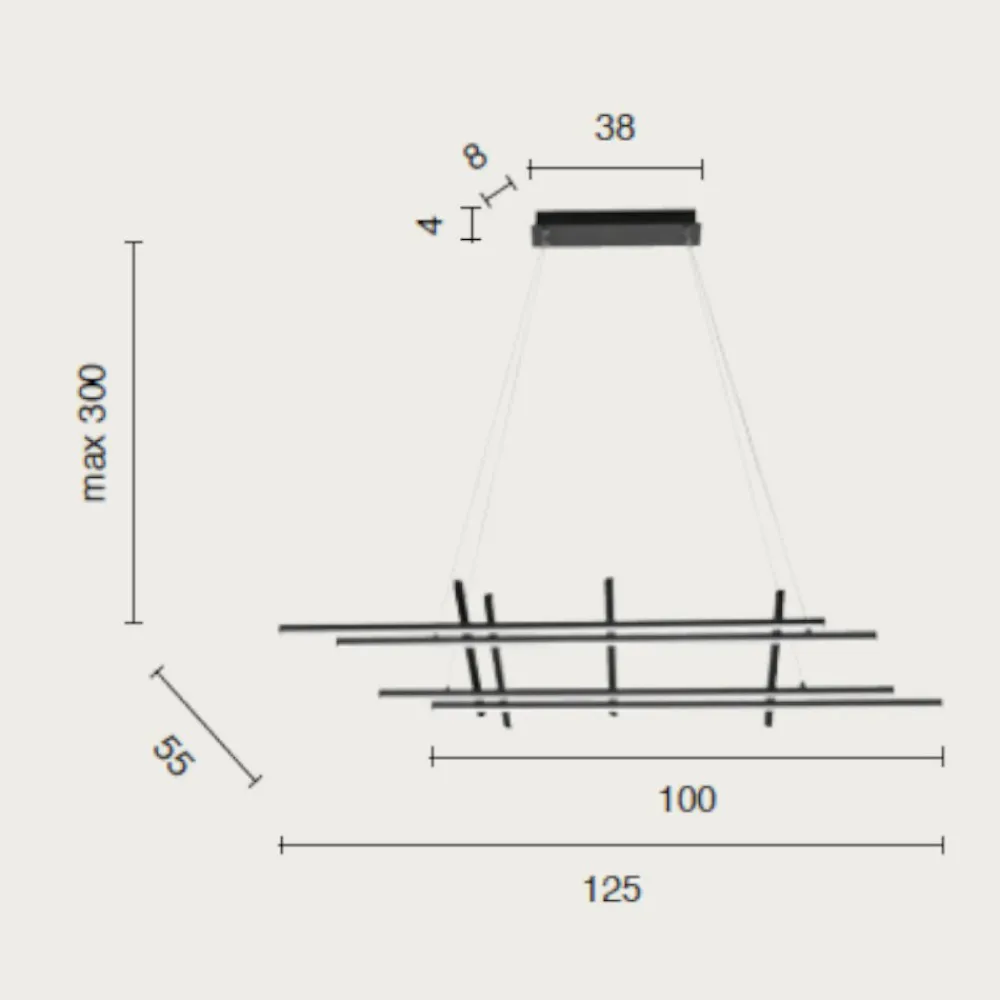 Lampadari Moderni-Ondaluce Movida lampadario moderno led 3000k dimmerabile