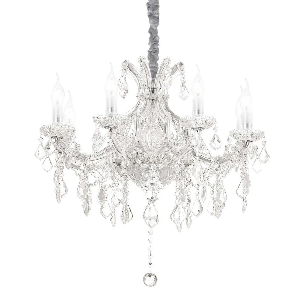 Lampadari Moderni-Ideal Lux Napoleon sp8 cromo lampadario 8 luci a goccia