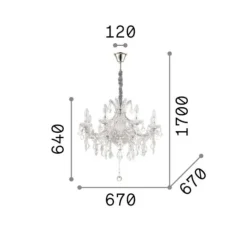 Lampadari Moderni-Ideal Lux Napoleon sp8 cromo lampadario 8 luci a goccia