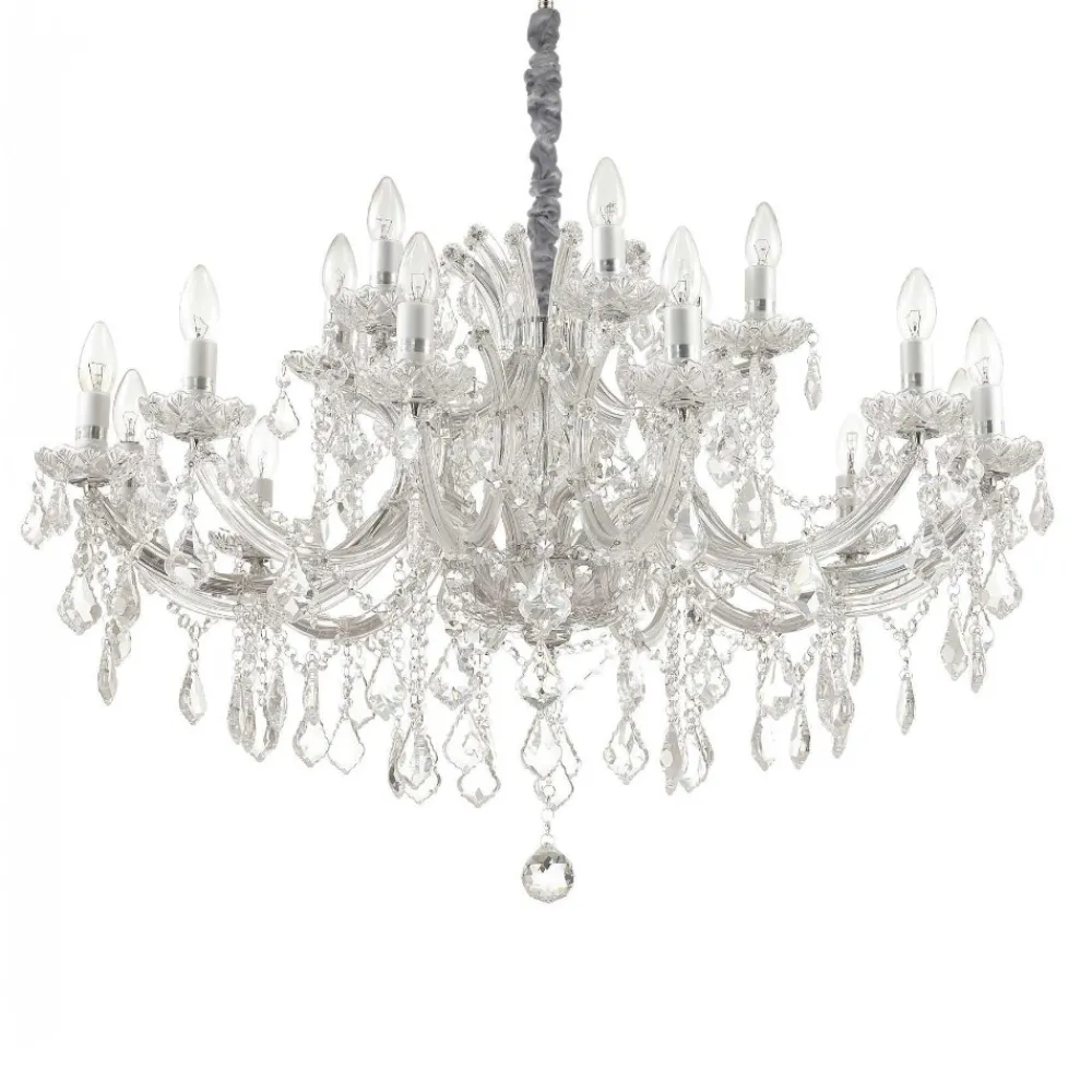 Lampadari Moderni-Ideal Lux Napoleon sp18 lampadario contemporaneo vetro soffiato 18 luci per salone