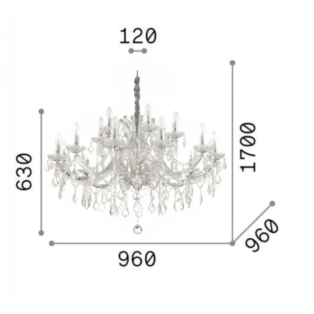Lampadari Moderni-Ideal Lux Napoleon sp18 lampadario contemporaneo vetro soffiato 18 luci per salone