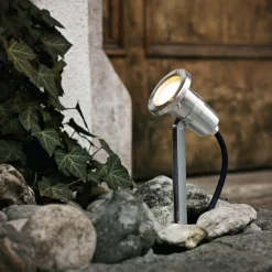 Faretti Da Esterno-Eglo Nema faretto a picchetto grigio per giardino orientabile