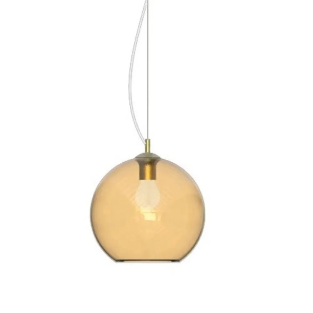 Lampade A Sospensione-Ideal Lux Nemo sp1 d20 lampada a sospensione vetro sfera ambra