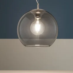 Lampade A Sospensione-Ideal Lux Nemo sp1 d30 lampada a sospensione boccia vetro fume