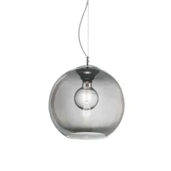 Lampade A Sospensione-Ideal Lux Nemo sp1 d30 lampada a sospensione boccia vetro fume