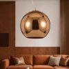 Lampadari Moderni-Ideal Lux Nemo sp1 d40 lampadario boccia di vetro rame specchiato